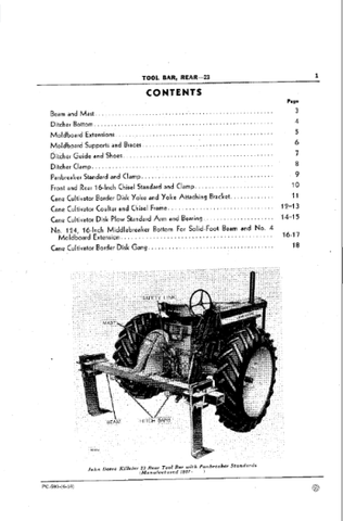 John Deere 23 Rear Tool Bar Parts Catalogue Manual (PC590) - PDF File Download