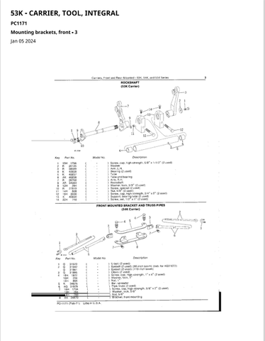 John Deere 53K,54K and 55K Series Front and Rear-Mounted Carriers Parts Catalogue Manual (PC1171) - PDF File Download