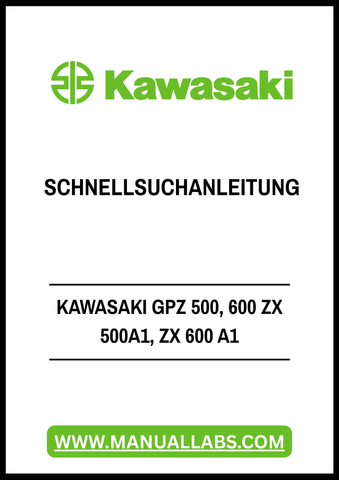 Discover the ultimate resource for Kawasaki enthusiasts with the KAWASAKI GPZ 500, 600 ZX 500A1, ZX 600 A1 Quick Reference Guide. This comprehensive PDF file is designed to provide you with essential information at your fingertips, ensuring you have everything you need to maintain and optimize your motorcycle performance.