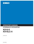 Access the KOBELCO Hydraulic Excavator K916-II and K916LC-II operator manual. Find essential information to optimize performance and ensure safe operation.