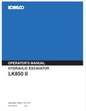 KOBELCO HYDRAULIC EXCAVATOR LK850 II OPERATOR MANUAL