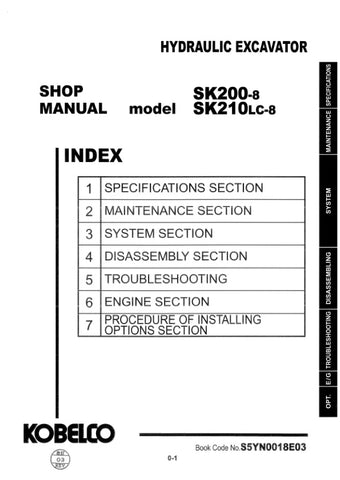 Unlock the full potential of your KOBELCO SK200-8 and SK210LC-8 excavators with the comprehensive SHOP MANUAL S5YN0018E03, available in a convenient PDF format. This detailed manual provides essential information on maintenance, troubleshooting, and repair procedures, ensuring your machinery operates at peak performance. With easy navigation and clear illustrations, you can quickly find the guidance you need to keep your equipment running smoothly and efficiently. Invest in this invaluable resource today