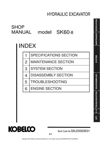 Unlock the full potential of your KOBELCO SK60-8 Hydraulic Excavator with the comprehensive Shop Manual S5LE0003E01, available in a convenient PDF format. This essential guide provides detailed insights into maintenance, troubleshooting, and repair procedures, ensuring your excavator operates at peak performance. With easy navigation and clear illustrations, this manual is designed for both seasoned professionals and DIY enthusiasts, making it an invaluable resource for keeping your equipment in top shape. 