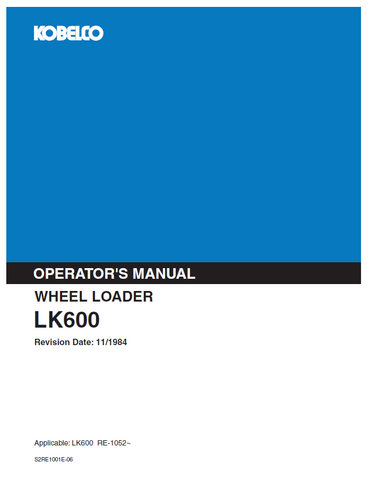 Get the KOBELCO Wheel Loader LK600 (II) Operator Manual. This resource provides crucial information for safe operation and effective maintenance of your loader.
