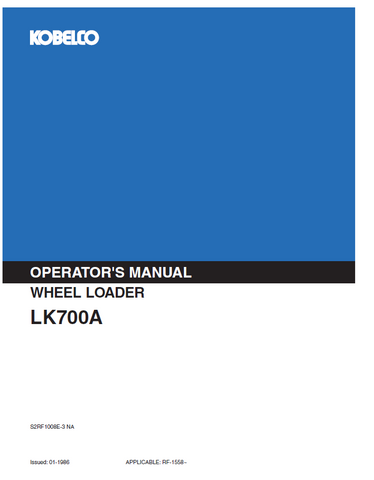 Discover the KOBELCO Wheel Loader LK700A Operator Manual. Access essential guidelines and tips for efficient operation and maintenance of your equipment.