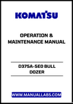 Unlock the full potential of your KOMATSU D375A-5E0 Bull Dozer with the comprehensive Operation & Maintenance Manual (PEN00395-00).