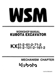 KUBOTA KX 41-2, 61-2, 71-2, 91-2, 121-2, 161-2 EXCAVATOR REPAIR MANUAL - CODE NO. 97899-60443