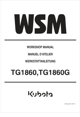 Unlock the full potential of your KUBOTA TG1860 and TG1860G tractors with the comprehensive Workshop Manual (9Y011-12125) in PDF format. This essential guide provides detailed instructions, diagrams, and troubleshooting tips to ensure your tractor operates at peak performance. Whether you're a seasoned mechanic or a DIY enthusiast, this manual is your go-to resource for maintenance and repairs, helping you save time and money while keeping your equipment in top shape. Don't miss out on the opportunity to