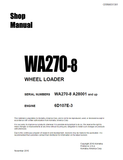 WA270-8 Komatsu Wheel Loader Shop Manual SN: A28001-UP - PDF File Download