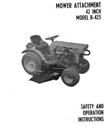 Kubota B-425 42 Inch Mower Safety & Operating Instructions Manual - PDF File Download