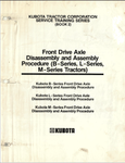 Kubota B-Series, L-Series, M-Series Tractor Front Drive Axle Disassembly & Assembly Manual - PDF File Download