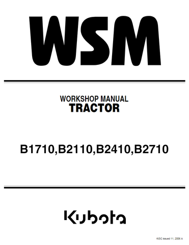 Kubota B2410, B2710, B2910 Tractor Workshop Service Repair Manual - PDF File Download