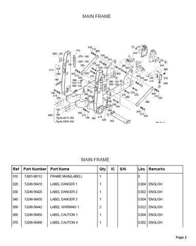 Kubota B26, TL500 Loader Parts Catalogue Manual - PDF File Download