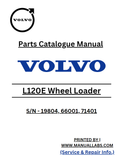 L120E VOLVO WHEEL LOADER PARTS CATALOGUE MANUAL S/N 19804, 66001, 71401 - PDF FILE DOWNLOAD