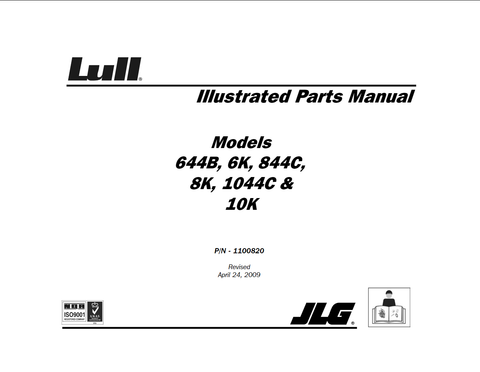 Lull (JLG) 644B, 6K, 844C,8K, 1044C &10K Telehandler Parts Catalogue Manual - PDF File Download