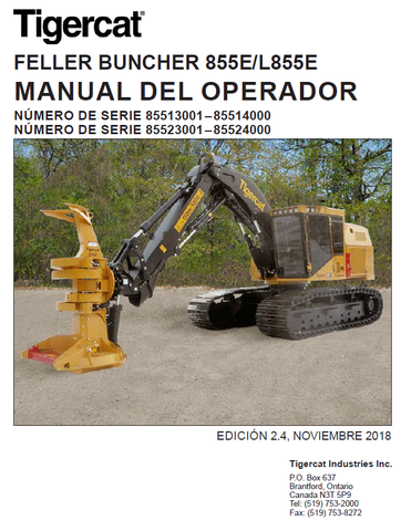 TIGERCAT 855E FELLER BUNCHER OPERATOR MANUAL