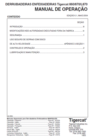 TIGERCAT 860 FELLER BUNCHER OPERATOR MANUAL