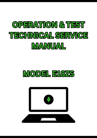 MODEL E18ZS EXCAVATOR OPERATION & TEST TECHNICAL SERVICE MANUAL - PDF