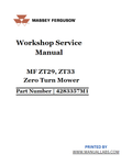 Massey Ferguson MF ZT29, ZT33 Zero Turn Mower Workshop Service Repair Manual 4283357M1 - PDF File Download