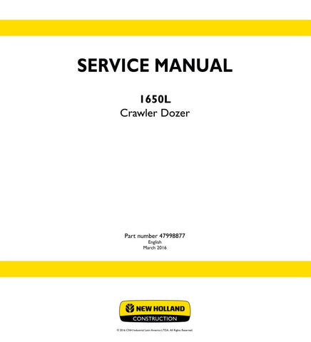 Discover the ultimate resource for your New Holland 1650L Crawler Dozer with our comprehensive Service Manual (Part Number: 47998877). This PDF file is designed to provide you with detailed insights and step-by-step instructions, ensuring that you can maintain and repair your dozer with confidence.