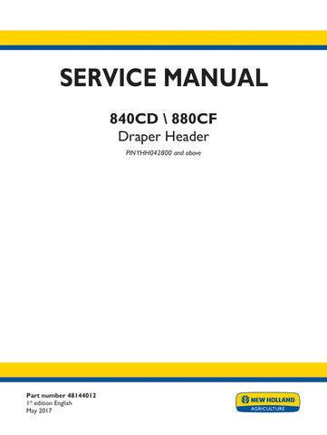 Enhance your agricultural efficiency with the NEW HOLLAND 840CD and 880CF Draper Header Service Manual (48144012). This comprehensive PDF file is designed to provide you with all the essential information needed for the maintenance and repair of your draper headers, ensuring optimal performance in the field.