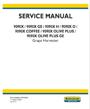 NEW HOLLAND 9090X, 9090X COFFEE, 9090X GE, 9090X H, 9090X O, 9090X AND 9090X HARVESTER SERVICE MANUAL - PDF