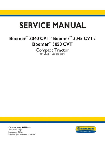 Unlock the full potential of your New Holland Boomer 3040, 3045, and 3050 CVT tractors with the comprehensive service manual (48080061) available in PDF format. This essential guide provides detailed instructions, diagrams, and troubleshooting tips to ensure your tractor operates at peak performance. Whether you're a seasoned mechanic or a DIY enthusiast, this manual is your go-to resource for maintenance and repairs, helping you save time and money while keeping your equipment in top shape. Don't miss out 
