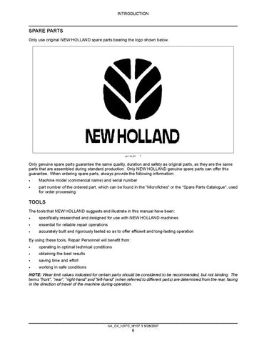 NEW HOLLAND CX8070, CX8080 AND CX8090 COMBINE SERVICE MANUAL - PDF