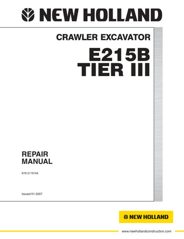 Discover the ultimate resource for maintaining your New Holland E215B Crawler Excavator with our comprehensive Repair Manual (Part Number: 87612178). This PDF file is designed specifically for Tier III models, providing you with detailed instructions and insights to keep your machine running smoothly.