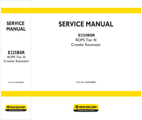 Enhance your maintenance capabilities with the NEW HOLLAND E225BSR ROPS TIER III CRAWLER EXCAVATOR SERVICE MANUAL (84396008A) in PDF format. This comprehensive guide provides detailed instructions, diagrams, and troubleshooting tips to ensure your excavator operates at peak performance. Perfect for both seasoned professionals and DIY enthusiasts, this manual is an essential resource for efficient repairs and maintenance, helping you save time and reduce downtime on the job. Invest in your equipment's