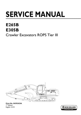 Discover the essential resource for maintaining your New Holland E265B and E305B Crawler Excavators with the ROPS Tier III Service Manual (Part Number: 84392423A). This comprehensive PDF file is designed to provide you with detailed information on servicing, troubleshooting, and repairing your equipment, ensuring optimal performance and longevity.