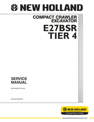 Unlock the full potential of your New Holland E27BSR Compact Crawler Excavator with the comprehensive Service Manual S5PV0020E01, available in a convenient PDF format. This essential guide provides detailed insights into maintenance, troubleshooting, and repair procedures, ensuring your equipment operates at peak performance. With easy navigation and clear illustrations, you can quickly find the information you need to keep your excavator running smoothly and efficiently. Invest in this invaluable resource 