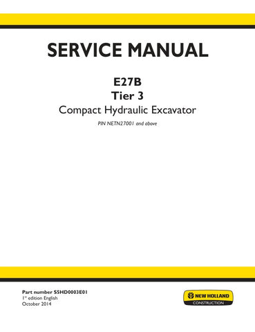 Unlock the full potential of your New Holland E27B Compact Hydraulic Excavator with the comprehensive Service Manual S5HD0003E01, available in a convenient PDF format. This essential guide provides detailed insights into maintenance, troubleshooting, and repair procedures, ensuring your equipment operates at peak performance. With easy navigation and clear illustrations, you can quickly find the information you need to keep your excavator running smoothly and efficiently. Invest in this service manual today