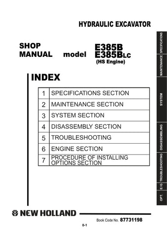 Discover the ultimate resource for your New Holland E385B and E385BLC (HS Engine) with our comprehensive shop manual, part number 87731198. This PDF file is designed to provide you with detailed insights and step-by-step instructions, ensuring you have everything you need to maintain and repair your equipment efficiently.