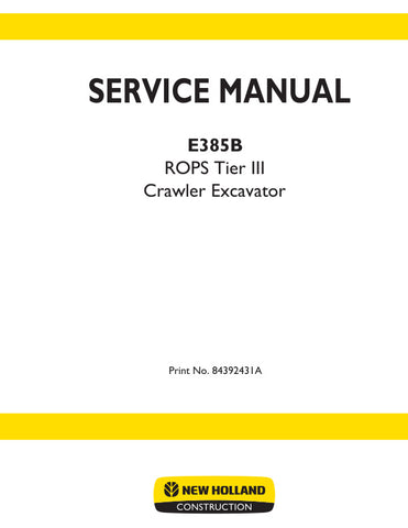 Enhance your maintenance capabilities with the NEW HOLLAND E385B (ROPS TIER III) Crawler Excavator Service Manual (84392431A) in PDF format. This comprehensive guide provides detailed instructions, diagrams, and troubleshooting tips to ensure your excavator operates at peak performance. Perfect for both seasoned professionals and DIY enthusiasts, this manual is an essential resource for efficient repairs and upkeep, helping you save time and reduce downtime on the job. Download your copy today and keep your