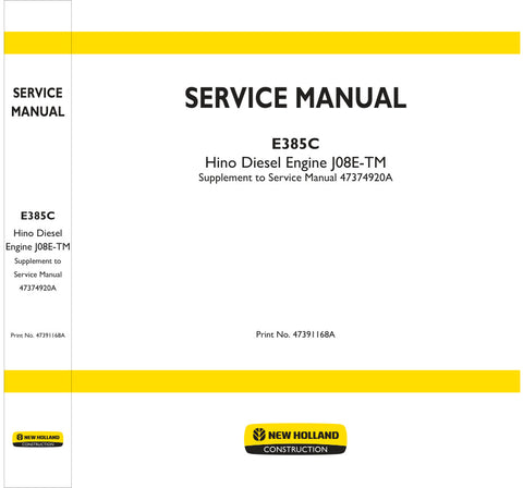 Unlock the full potential of your New Holland E385C with the comprehensive Hino J08E-TM Diesel Engine Service Manual (Part Number: 47391168A). This expertly crafted PDF file is your go-to resource for detailed maintenance procedures, troubleshooting tips, and essential specifications, ensuring your engine operates at peak performance. With easy navigation and clear illustrations, this manual empowers you to tackle repairs confidently, saving you time and money while extending the life of your equipment. 