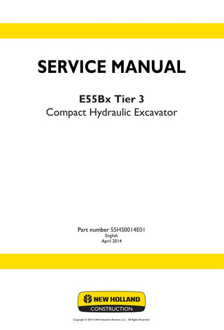 Unlock the full potential of your New Holland E55BX Compact Hydraulic Excavator with the comprehensive Service Manual S5HS0014E01. This PDF file is an essential resource for operators and technicians alike, providing detailed insights into maintenance, troubleshooting, and repair procedures tailored specifically for Tier 3 models.