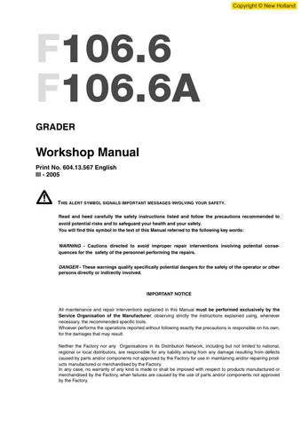 Unlock the full potential of your New Holland F106.6 and F106.6A with the comprehensive Workshop Manual (604.13.567) available in a convenient PDF format. This essential guide is designed to provide you with detailed insights and step-by-step instructions for maintenance, troubleshooting, and repairs, ensuring your equipment operates at peak performance.