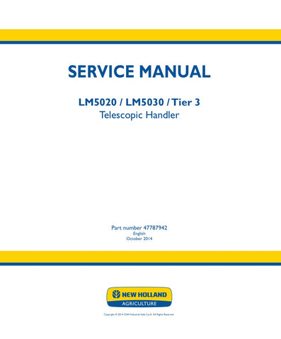 Enhance your maintenance capabilities with the NEW HOLLAND LM5020, LM5030 (TIER 3) TELESCOPIC HANDLER SERVICE MANUAL (47787942) in PDF format. This comprehensive guide provides detailed insights into the operation, troubleshooting, and repair of your telescopic handler, ensuring optimal performance and longevity. With easy navigation and clear illustrations, this manual is an essential resource for both professionals and DIY enthusiasts looking to keep their equipment running smoothly. Invest in your