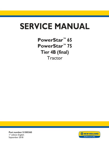 Unlock the full potential of your New Holland PowerStar 65 and 75 Tier 4B (Final) tractor with the comprehensive service manual (part number 51505365) in PDF format. This essential guide provides detailed maintenance procedures, troubleshooting tips, and specifications to ensure your tractor operates at peak performance. With easy navigation and clear illustrations, you'll have the knowledge to tackle repairs and upkeep efficiently, saving you time and money. Invest in this invaluable resource today and 