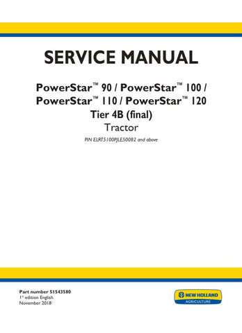 Unlock the full potential of your New Holland PowerStar™ 90, 100, 110, and 120 Tier 4B (Final) tractors with the comprehensive Service Manual (Part No. 51543580) in PDF format. This essential resource provides detailed maintenance procedures, troubleshooting tips, and technical specifications to ensure your equipment operates at peak performance. With easy navigation and clear illustrations, this manual is designed for both seasoned professionals and DIY enthusiasts, making it an invaluable tool for keeping
