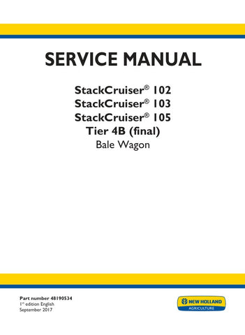 Enhance your maintenance capabilities with the NEW HOLLAND STACKCRUISER 102, 103, 105 TIER 4B (FINAL) BALE WAGON SERVICE MANUAL (48190534). This comprehensive PDF file is designed to provide you with detailed insights and step-by-step instructions for servicing your bale wagon efficiently. With easy navigation and clear diagrams, you can ensure optimal performance and longevity of your equipment, saving you time and money on repairs. Invest in this essential resource today and keep your operations running 