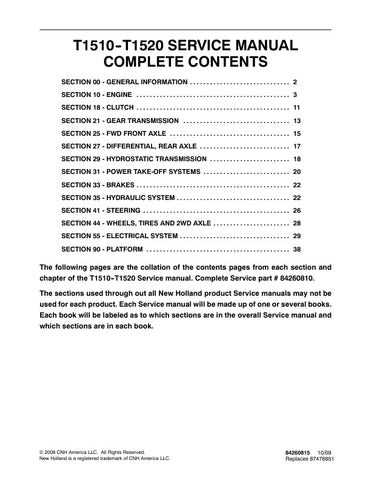  Unlock the full potential of your New Holland T1510 and T1520 tractors with the comprehensive Service Manual (84260810) in PDF format. This essential guide provides detailed information on maintenance, troubleshooting, and repair procedures, ensuring your equipment operates at peak performance.