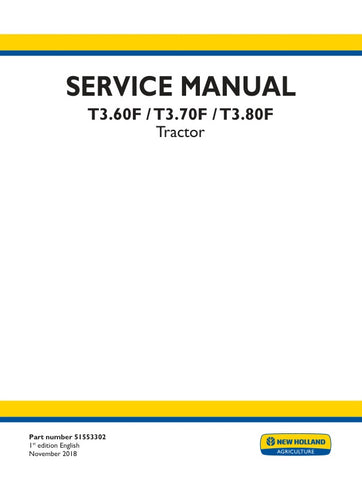 Discover the ultimate resource for maintaining your New Holland T3.60F, T3.70F, and T3.80F tractors with the comprehensive Service Manual (Part Number: 51553302). This PDF file is designed to provide you with detailed insights into the operation, maintenance, and repair of your tractor, ensuring optimal performance and longevity.