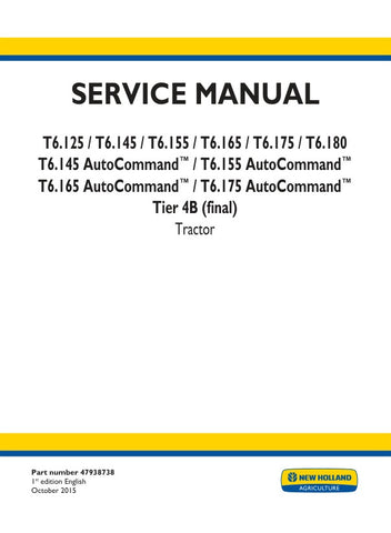  Unlock the full potential of your New Holland T6 series tractors with the comprehensive Autocommand Tier 4B (Final) Service Manual (PDF file) for models T6.125, T6.145, T6.155, T6.165, T6.175, and T6.180. This essential resource provides detailed insights into maintenance, troubleshooting, and repair procedures, ensuring your equipment operates at peak performance. With easy navigation and clear illustrations, this manual is designed for both seasoned professionals and DIY enthusiasts, making it an invalua