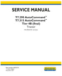 Unlock the full potential of your New Holland T7.290 and T7.315 Autocommand Tier 4B tractor with the comprehensive service manual (48193174) in PDF format. This essential guide provides detailed insights into maintenance, troubleshooting, and repair procedures, ensuring your tractor operates at peak performance. With easy navigation and clear illustrations, you can quickly find the information you need to keep your equipment running smoothly and efficiently. Invest in this invaluable resource today and 