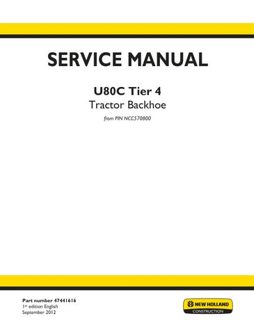 Unlock the full potential of your New Holland U80C (Tier 4) Tractor Backhoe with our comprehensive Service Manual (Part No. 47441616). This expertly crafted PDF file is designed to provide you with detailed insights and step-by-step instructions for maintenance, troubleshooting, and repairs, ensuring your equipment operates at peak performance.