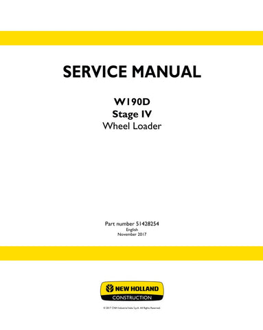 Discover the essential resource for maintaining your New Holland W190D (Stage IV) Wheel Loader with our comprehensive service manual, part number 51428254. This PDF file is designed to provide you with detailed information on servicing, troubleshooting, and repairing your equipment, ensuring optimal performance and longevity.