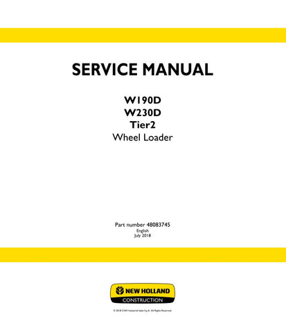 Discover the ultimate resource for maintaining your New Holland W190D and W230D Wheel Loaders with the comprehensive Service Manual (48083745). This PDF file is designed to provide you with detailed insights and step-by-step instructions, ensuring that you can perform repairs and maintenance with confidence.