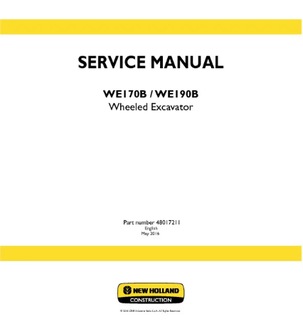 NEW HOLLAND WE170B AND WE190B WHEELED EXCAVATOR SERVICE MANUAL - PDF